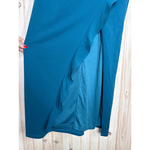 NWT Lulus After Hours Teal Strapless Ruffled Maxi Dress Wedding Bridesmaid Sz XL - Picture 4 of 6